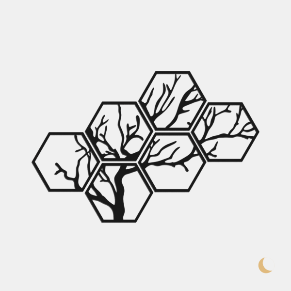 Wall Art decorativa "Hexagon Tree" - immagine 2